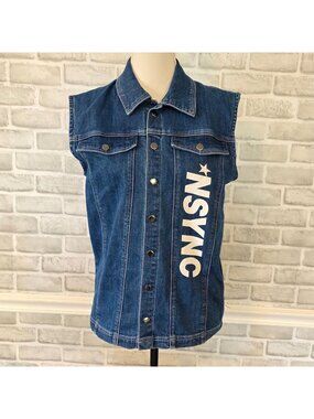 NSYNC Denim Sleeveless Vest Jacket Snap Buttons Streetwear Cosplay Women S
